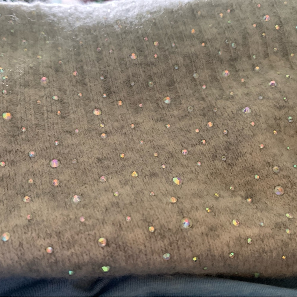 J. Crew women’s jeweled sweater, heather gray, soft sz XL
